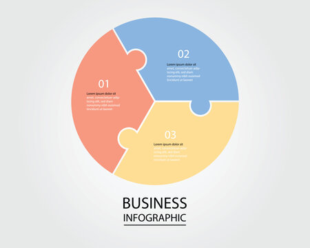 Business Infographic modern design template for banners and infographics for 3 jigsaw circle step 