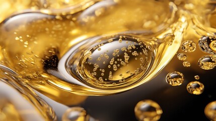 close-up of oil and water droplets on a colorful background