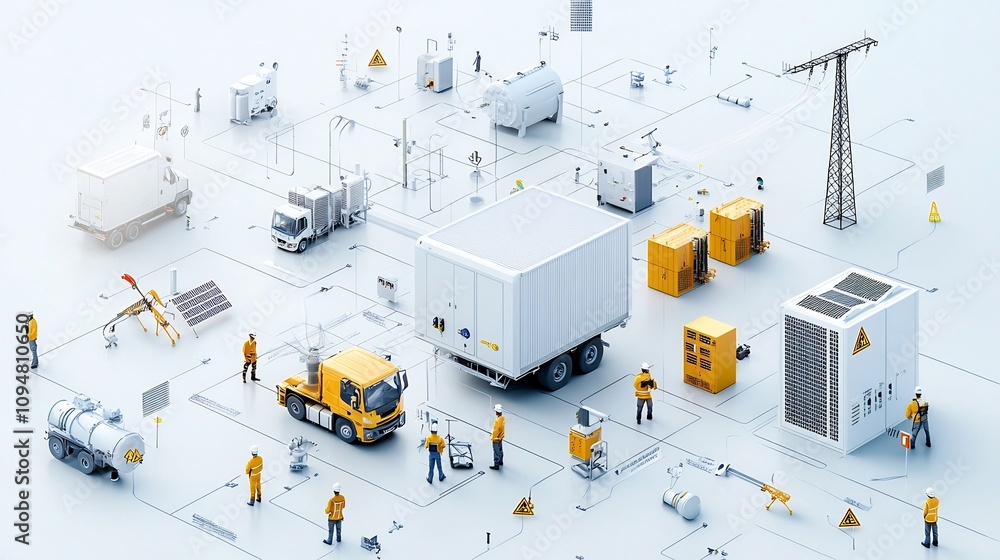 Leinwandbilder depicting a smart grid framework that harmonizes renewable energy sources and storage solutions to e
