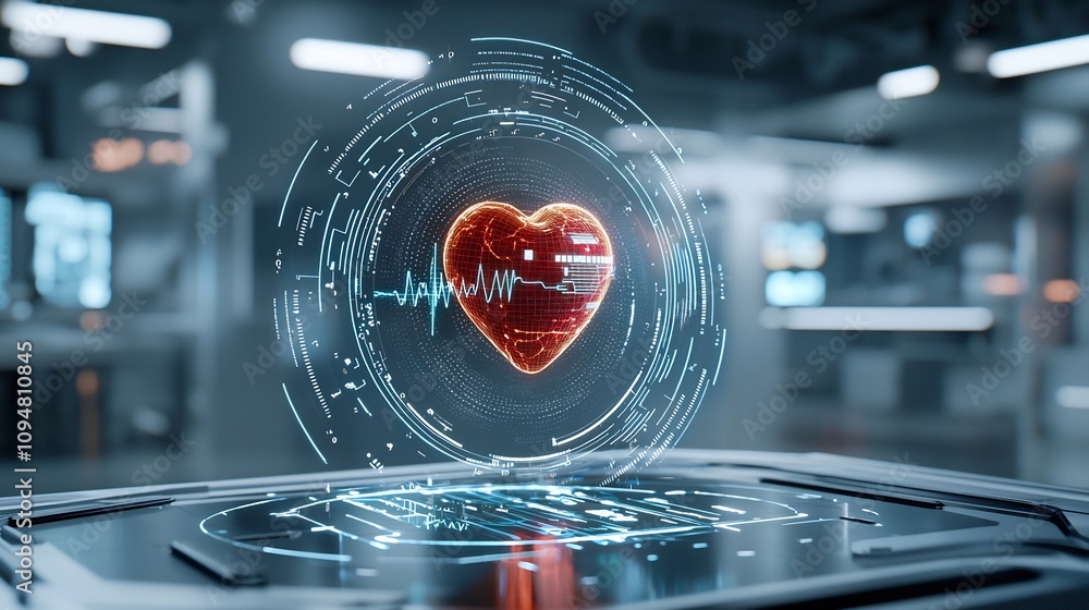 Aufkleber a radiant glowing heart surrounded by a vibrant pulsating electrocardiogram captured in a sleek dark