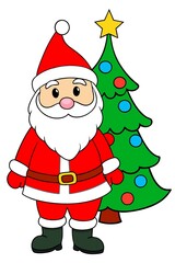 santa claus with christmas tree
