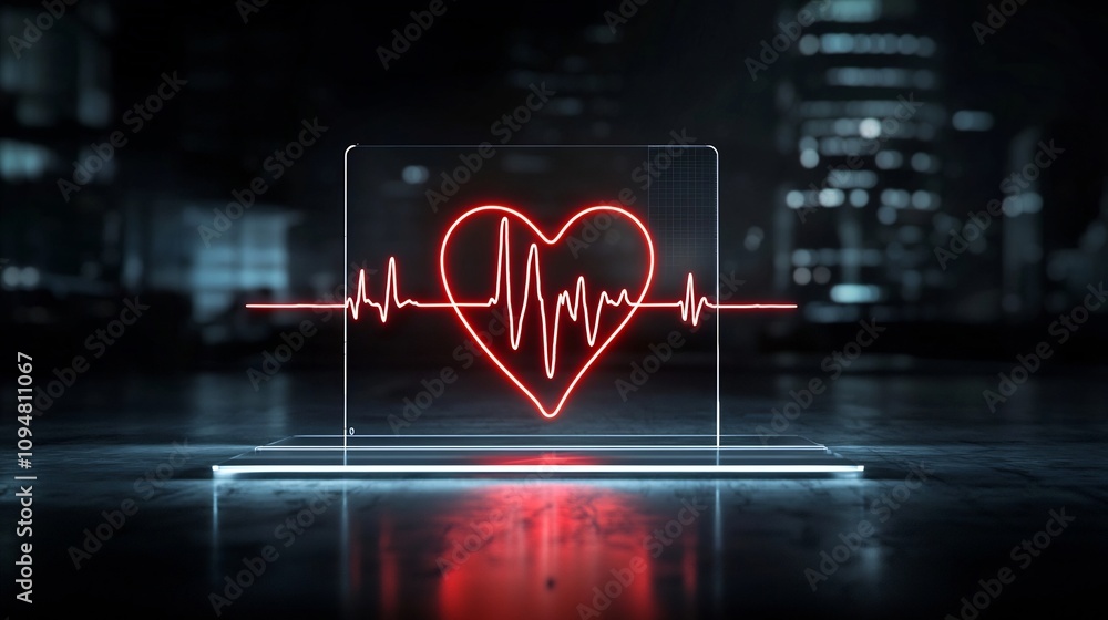 Aufkleber stylized glowing heart design intertwined with a lifelike pulsing electrocardiogram ecg line set aga