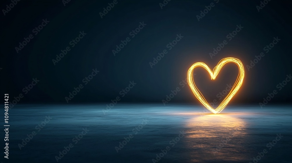 Poster glowing heart and precise electrocardiogram wave shining brilliantly on a soft gradient dark backgro