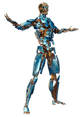 3D Rendering Male Robot on White