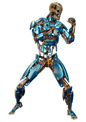 3D Rendering Male Robot on White