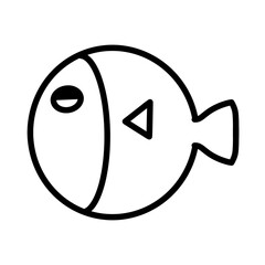 Cute Cartoon A Fish Outline On Transparent Background. PNG Image, For Brush Procreate, Coloring Picture, Minimal Style, Digital Art, Procreate Pocket