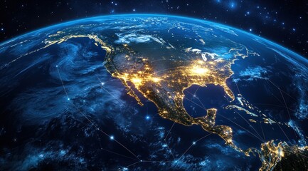 Obraz premium 3D rendering of the Earth glowing blue with lights