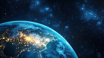 Obraz premium 3D rendering of the Earth glowing blue with lights
