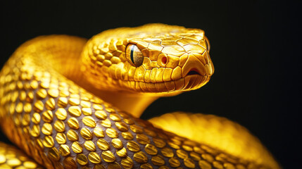 Fototapeta premium Golden Snake Close-Up Illustration