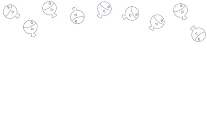Cute Cartoon 9 Fish Outline Border On Transparent Background With Empty Space. PNG Image, Minimal Style, Digital Art, Procreate Pocket
