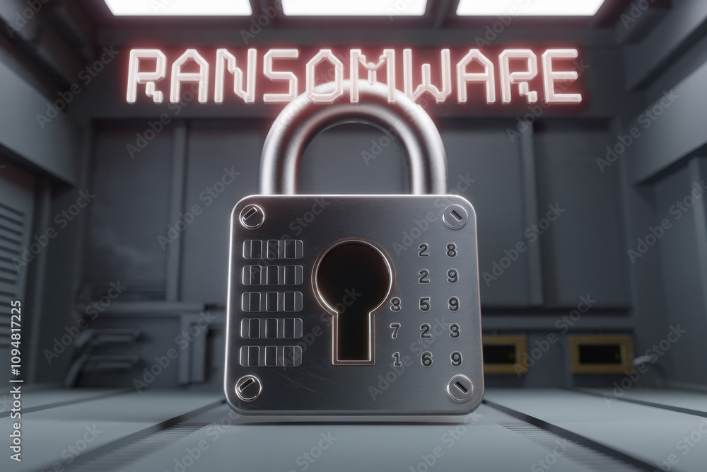 Poster a metallic padlock is prominently displayed in front of a glowing 