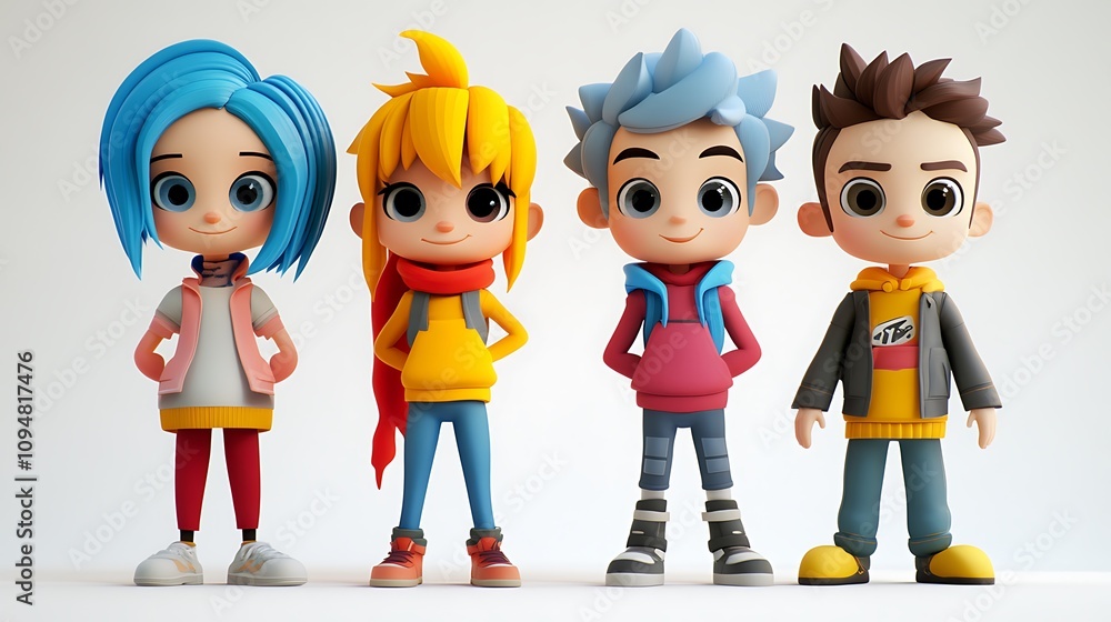 Poster animated 3d character concepts, colorful 3d animated character concepts for projects