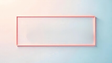 Minimal pink rectangular frame on pastel pink and blue wall