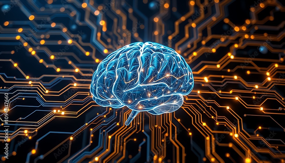 Poster big data and ai evolution: symbolic brain illuminated by processor power
