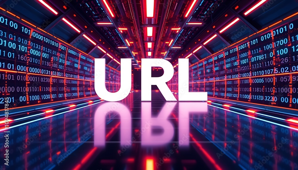 Poster matrix code design featuring url: symbolizing uniform resource locator in tech