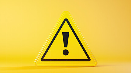 Caution sign on bright yellow background, symbolizing alertness