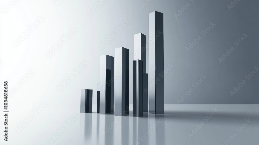 Poster a clean and modern 3d bar graph set against a white background, showcasing a series of data comparis