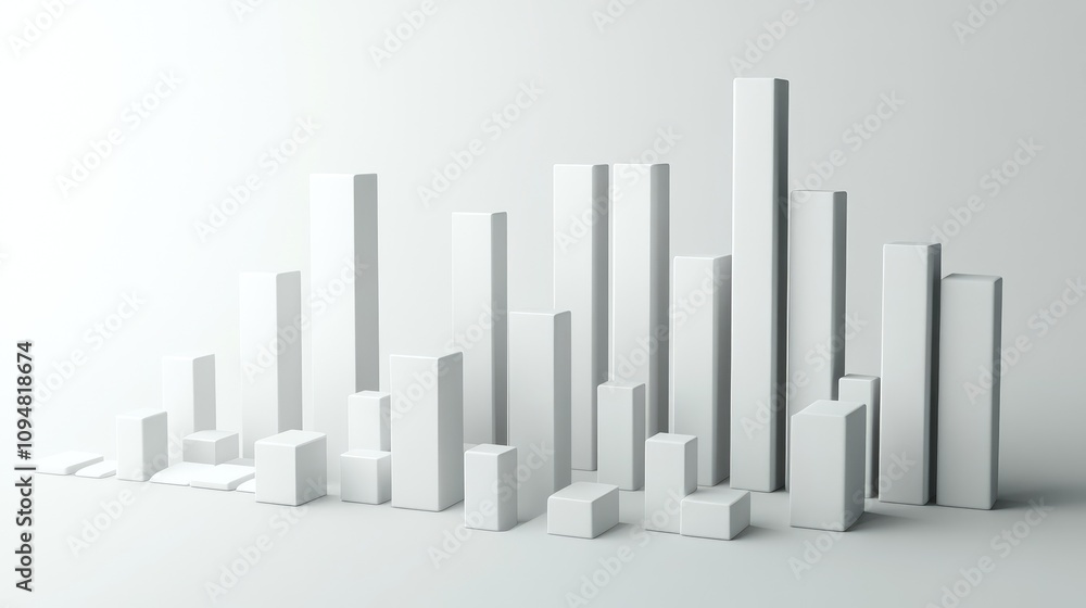 Poster a clean and modern 3d bar graph set against a white background, showcasing a series of data comparis