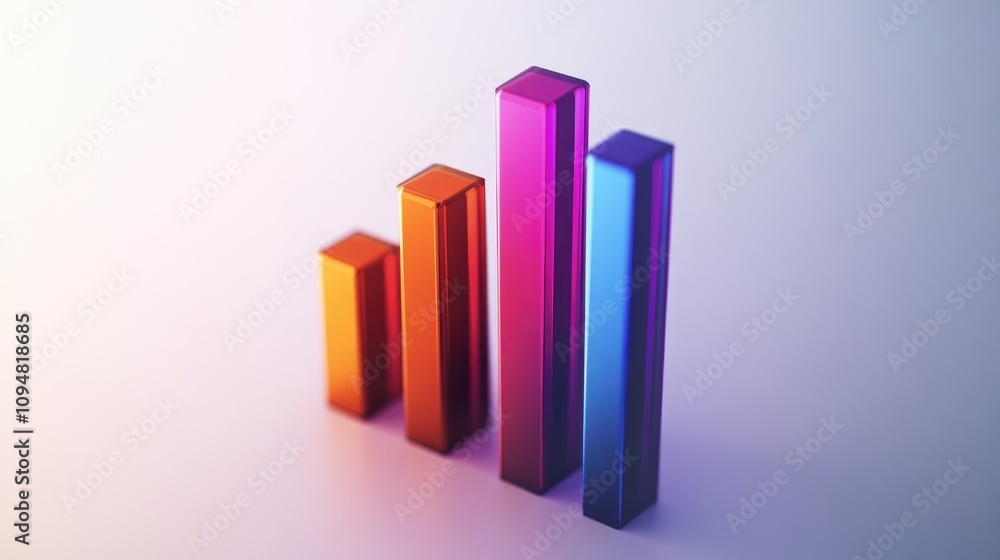 Poster a clean and modern 3d bar graph set against a white background, showcasing a series of data comparis
