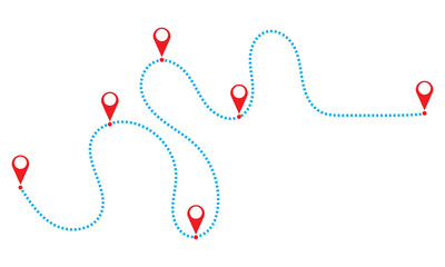 Dotted path with points. Vector illustration. isolated on white  background. EPS 10