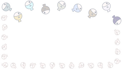 Cute Cartoon 30 Pastel Fish Frame On Transparent Background With Empty Space. PNG Image, Minimal Style, Digital Art, Procreate Pocket