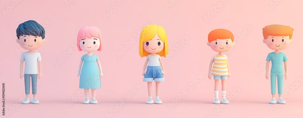 Poster animated 3d character concepts, colorful 3d animated character concepts
