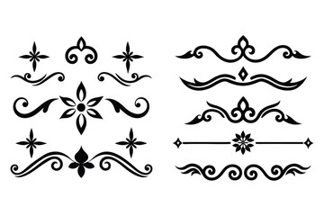 Add sophistication to your designs with this collection of elegant divider ornaments in vector format. Perfect for invitations, borders, and decorative digital projects.