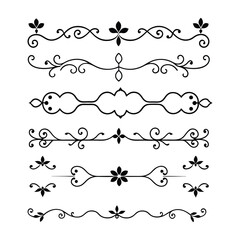 Add sophistication to your designs with this collection of elegant divider ornaments in vector format. Perfect for invitations, borders, and decorative digital projects.