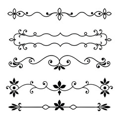Add sophistication to your designs with this collection of elegant divider ornaments in vector format. Perfect for invitations, borders, and decorative digital projects.