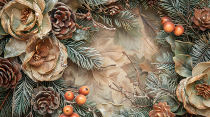 Fototapeta premium Custom wreath with delicate hand-painted accents, giving a one-of-a-kind holiday display