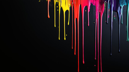 Colorful paint splashes isolated on black background