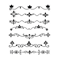 Add sophistication to your designs with this collection of elegant divider ornaments in vector format. Perfect for invitations, borders, and decorative digital projects.