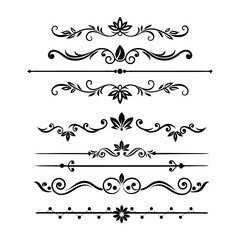 Add sophistication to your designs with this collection of elegant divider ornaments in vector format. Perfect for invitations, borders, and decorative digital projects.
