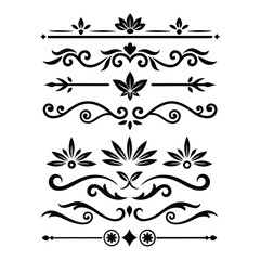 Add sophistication to your designs with this collection of elegant divider ornaments in vector format. Perfect for invitations, borders, and decorative digital projects.
