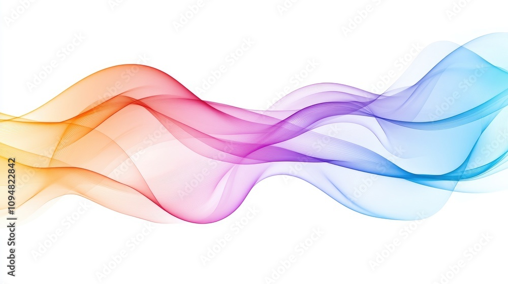 Poster a colorful abstract representation of flowing lines resembling waves, set against a bright backgroun