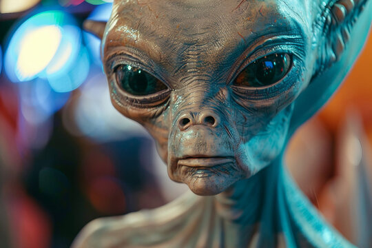 Image of extraterrestrial alien from outer space invading earth generative AI