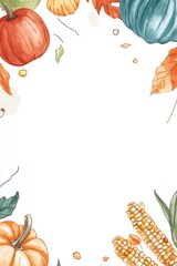 Fototapeta premium Fall theme greeting card template design with pumpkin.