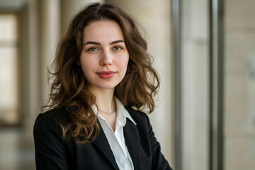 Fototapeta premium Generative AI Portrait of a Professional Man Woman Embracing a Lawyer's Poised and Confident Look