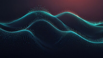 Fototapeta premium Abstract Digital Particle Wave: Futuristic Technology Background Vector