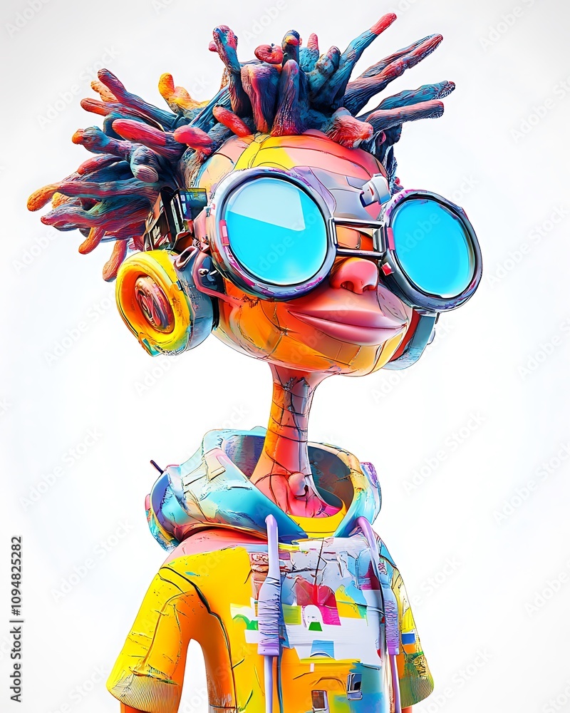 Poster animated 3d character concepts, colorful 3d animated character concept in digital art