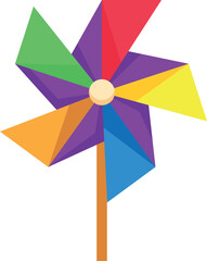 Pin wheel color icon. Cartoon wind toy