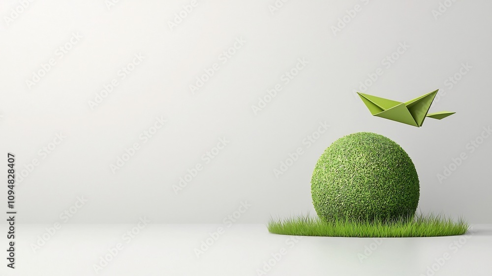 Aufkleber a paper plane orbiting a green globe symbolizing the concepts of clean energy environmental sustaina