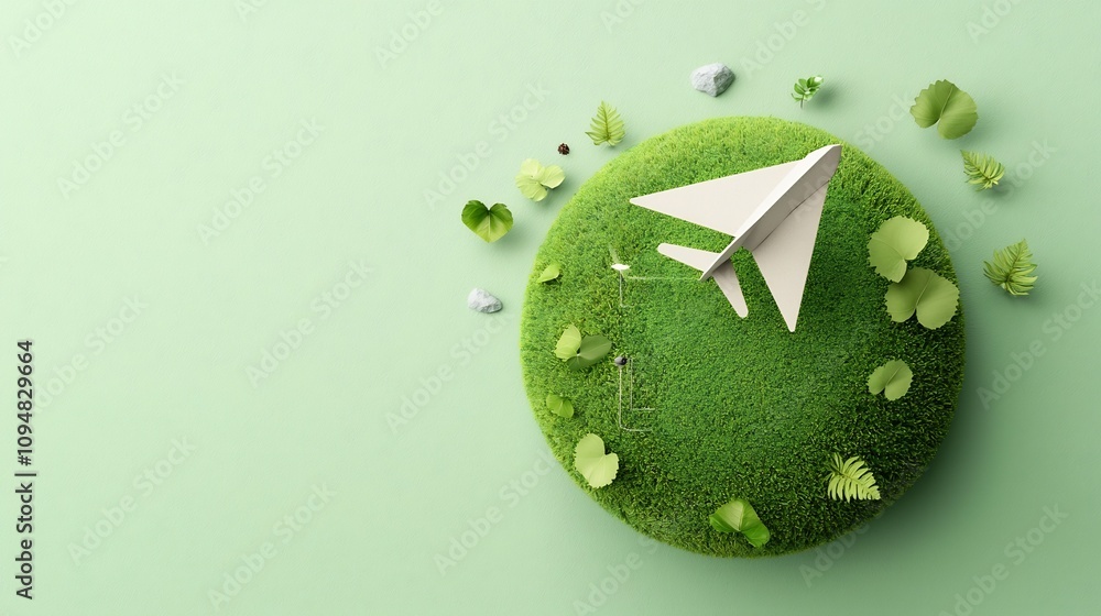 Poster a paper plane gracefully navigating the skies above a lush vibrant planet symbolizing the potential 