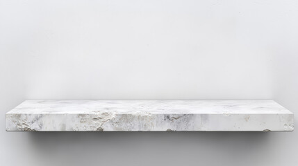 Sleek white marble shelf with smooth surface, perfect for modern decor. Ideal for displaying items or enhancing interior spaces with elegance and style