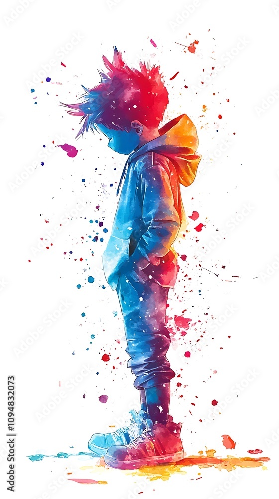 Poster animated 3d character concepts, colorful 3d animated character concept in watercolor style