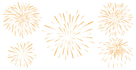 Beautiful fireworks with shining sparks, set. Vector illustration