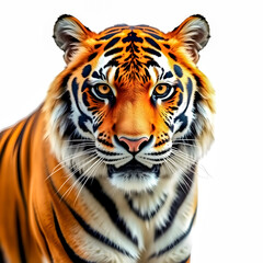 Portrait of a tiger. Isolated on a white background.