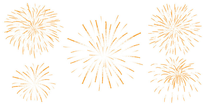 Fototapeta Beautiful fireworks with shining sparks, set. Vector illustration
