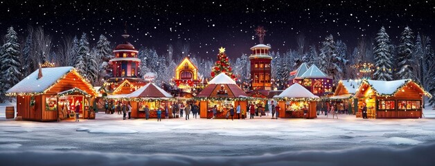 hyper realistic photo of  Christmas Fair with Street Festive Light. Holiday concept , isolated on white background,  , copy space, copy space for text,