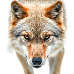 Fototapeta premium Portrait of a wolf. Isolated on white background. Close-up.